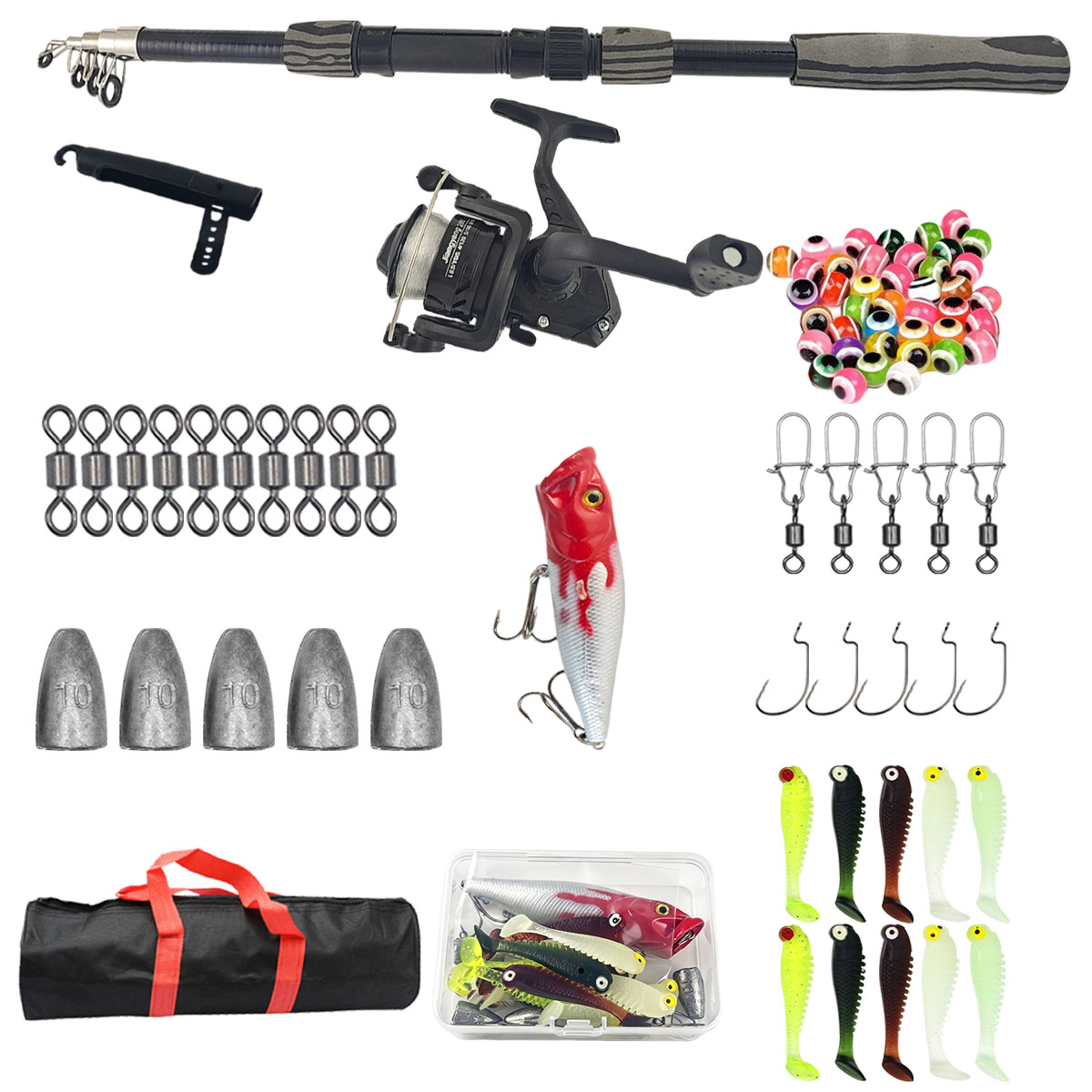 Fishing Rod Spinning - Portable Telescopic Fishing Rod Kit 1.8m
