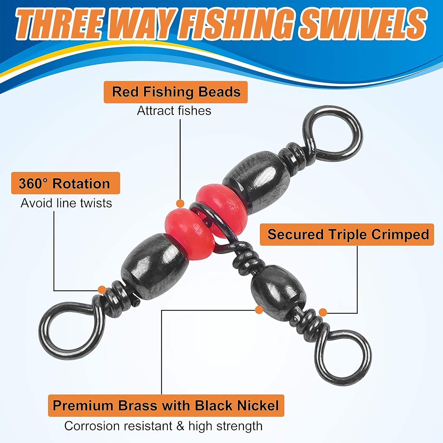 3 Three Way Swivels,Triple Swi - Fishing Rod Building Kit ulasan dan harga